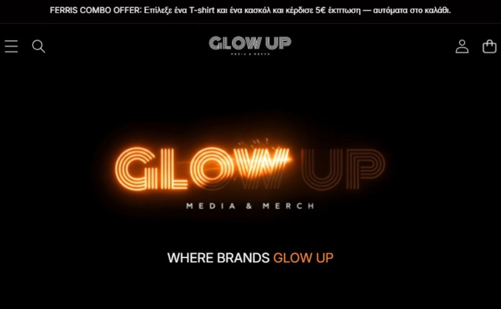 Κατασκευή Website & eShop για τη Glow Up Media & Merch